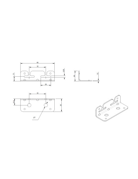Suporte de fixação con Gancho 660X200 Aço zinco branco