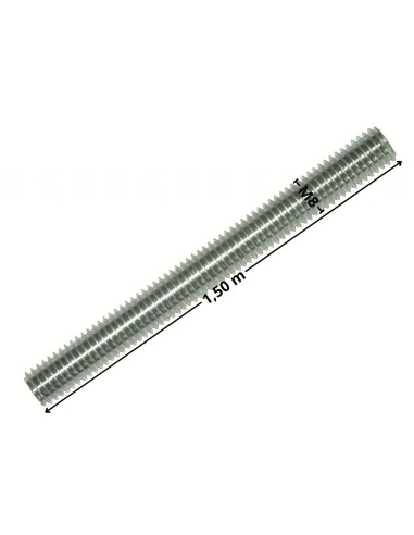 Perno roscado M8 comprimento 1,50M Aço zinco branco
