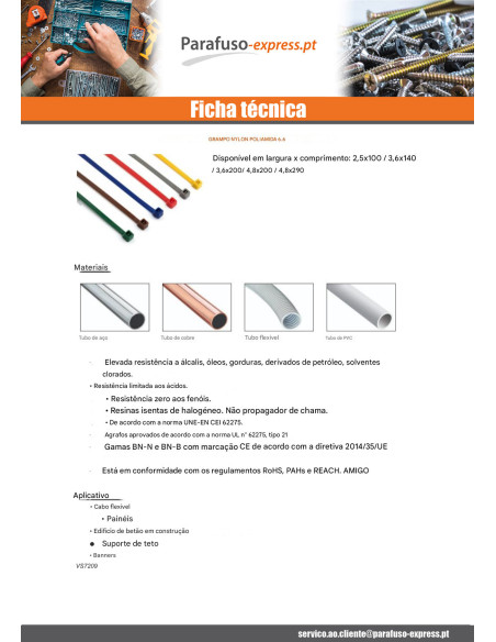 Abraçadeira de aperto em aço inoxidável Nylon Amarelo 4,8X290