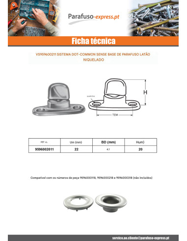 BASE con PARAFUSO Bronze niquelado alto 20 - Parafuso Express
