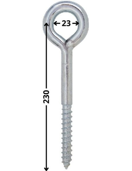Parafuso de cabeça olhall 12X230 olho 23 Aço zinco branco