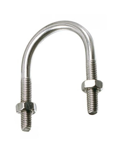Parafuso em forma U Aço zinco branco fundo redondo roscado M8/28 para Tubo 49