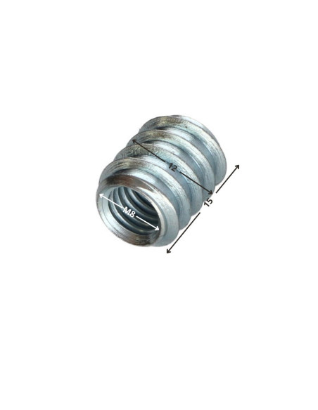 Inserto não ranhurada Aço zinco branco M8 12X15 'M'