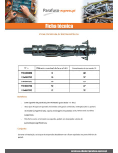 Bucha metálica Fischer HM-PV 5X52 - Parafuso Express 2