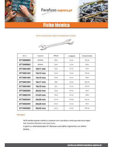 Chave con forquilha antiderrapante STANLEY 6X7 MM