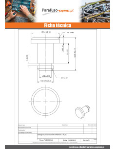 Pino ombro 8X16,5 Aço zinco branco - Parafuso Express 2