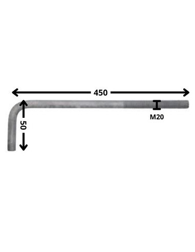 Escápula metais comprimento longo M20X450 roscado sobre 150 forte resistência à corrosão Aço galvanizado a quente