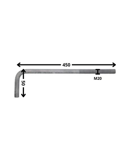 Escápula metais comprimento longo M20X450 roscado sobre 150 forte resistência à corrosão Aço galvanizado a quente