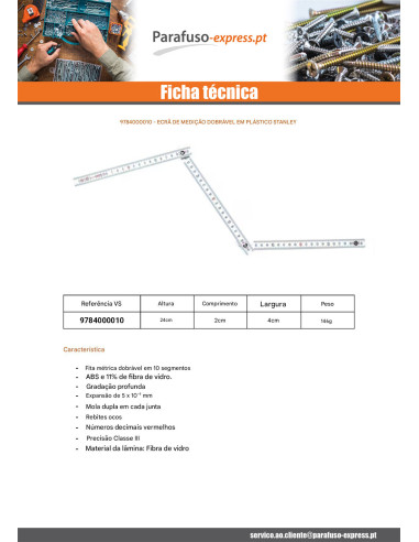 Medida dobrável plástico STANLEY 2 metros - Parafuso Express