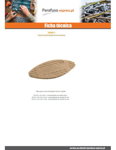 Cavilhas Lamelar / Biscuits de Madeira madeira 53X19X4 número 10