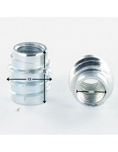 Inserto não ranhurada Aço zinco branco M8 13X25
