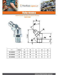 Engraxador angular 45° M10 passo de rosca fino passo de rosca de 100 Aço zinco branco 2