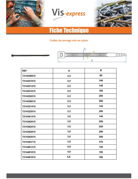 Abraçadeira de aperto em aço inoxidável náilon preto poliamida 6.6 4,8X290