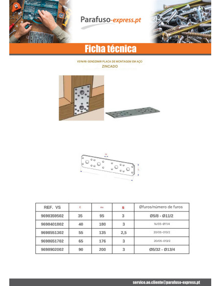 Placa D CONJUNTO sendzimir 65X176 - Parafuso Express