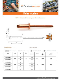 Rebite Cabeça redonda padrão barra de cobre bronze 3,8 x 10 espessura de serrilha 4 con 6 2