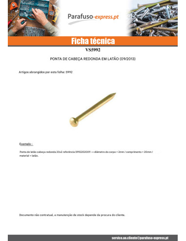 Kg de prego Bronze cabeça redonda 1,5X18 - Parafuso Express