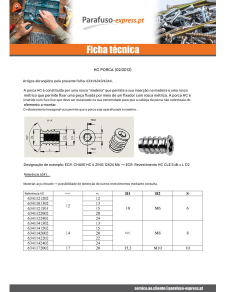Porca chave de 8 M8 14X22 Aço zinco branco 312 - Parafuso Express