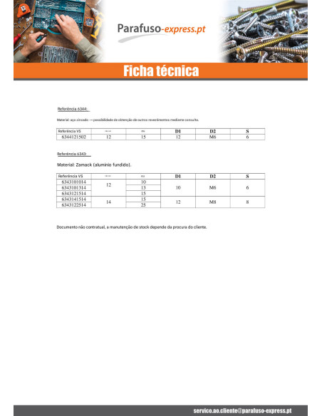 Porca chave de 10 M10 17X20 Aço zinco branco - Parafuso Express