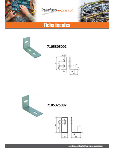 Curva ajuste 26X26X40 3 orifícios Aço zinco branco