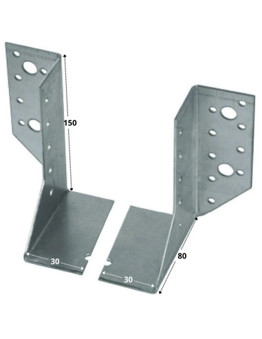 Conjunto 2 suporte para vigas esquerda direita sendzimir 30X150