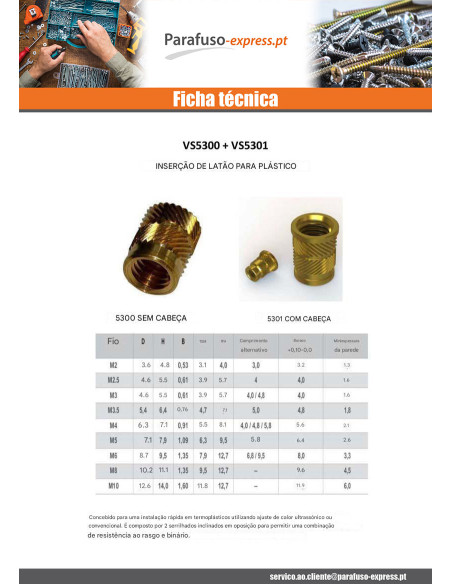 Inserto com cabeça SONICFIX Bronze M6X12,7 - Parafuso Express
