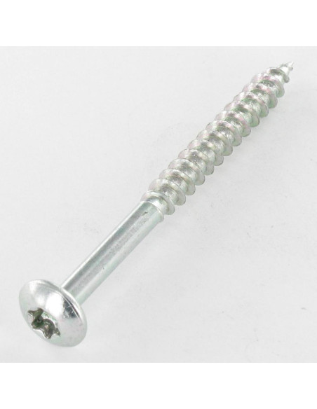 Parafuso de madeira aglomerado cabeça de cogumelo 7X100 roscado sobre 60 TORX T30 Aço zinco branco 200 Horas de