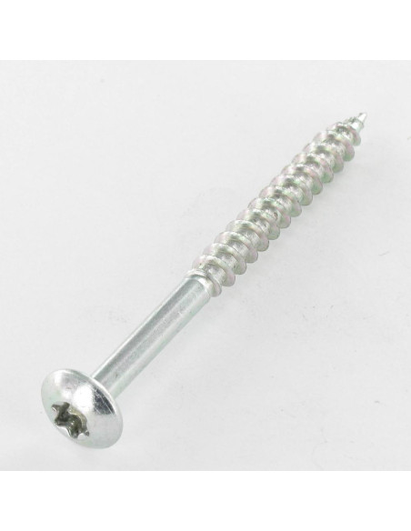 Parafuso de madeira aglomerado cabeça de cogumelo 7X100 roscado sobre 60 TORX T30 Aço zinco branco 200 Horas de