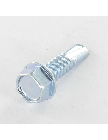 Autoperfurante cabeça hexagonal flange com gola liso 6,3X45 Aço zinco branco