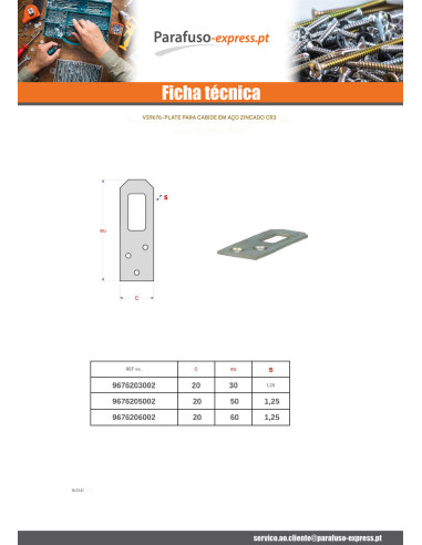 Placa porta CASACO Aço zinco branco 20X60 - Parafuso Express