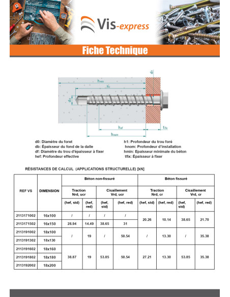 Parafuso de betão cabeça hexagonal flange com gola T24 16X150 Aço zinco branco