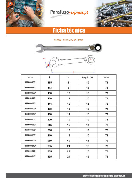 Chave de catraca 24X325 - Parafuso Express