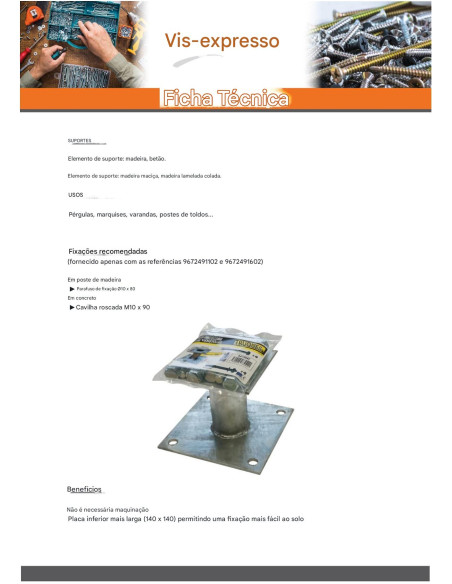 Postbasis fixo com CONEXÕES 140X140 forte resistência à corrosão Aço galvanizado a quente