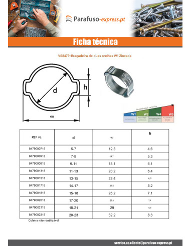 Abraçadeira dois orelhas diâmetro 9 con 11 Aço zinco W1