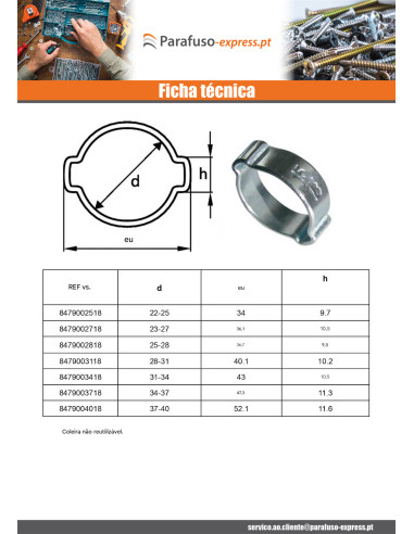 Abraçadeira dois orelhas diâmetro 9 con 11 Aço zinco W1