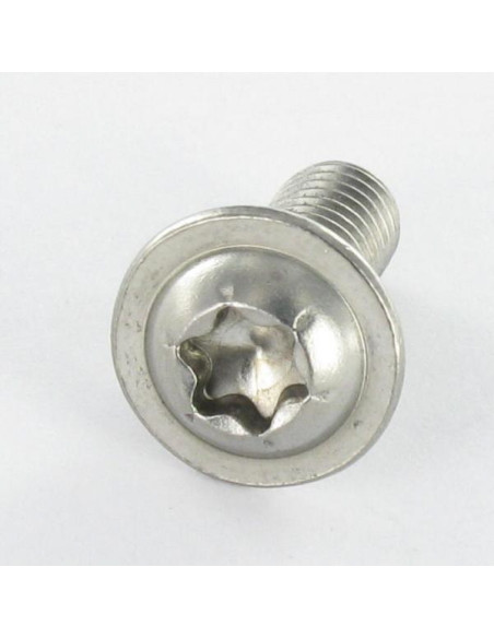 Parafuso de metais cabeça panela flange com gola TORX T25 M5X50 rosca total Aço inoxidável A2