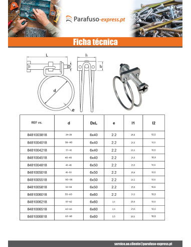 Abraçadeira de duplo fio diâmetro 75 con 80 Aço zinco W1