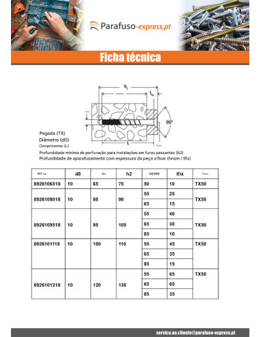 Parafuso de betão cabeça fresada FISCHER ULTRACUT FBS II SK 8X100 Aço inoxidável A4