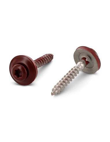 Parafuso para telhas cabeça fresada de panela TORX T20 Aço inoxidável A2 RAL3009 vermelho oxidado 4,5X100RD.EPDM