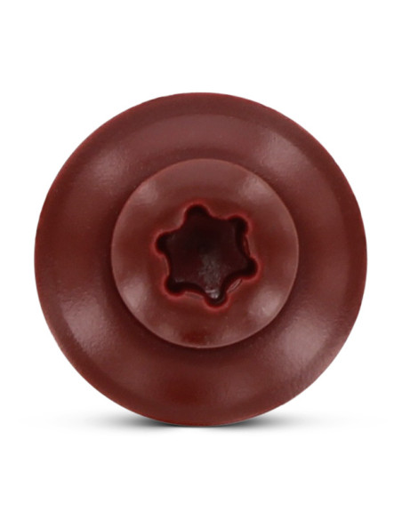 Parafuso para telhas cabeça fresada de panela TORX T20 Aço inoxidável A2 RAL3009 vermelho oxidado 4,5X100RD.EPDM