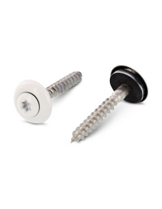 Parafuso para telhas cabeça fresada de panela TORX T20 Aço inoxidável A2 RAL9010 branco puro 4,5X60 Arruela
