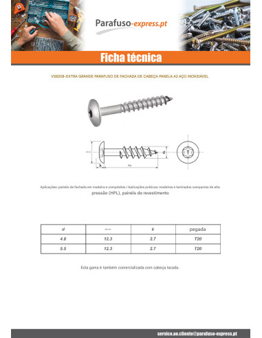 Parafusos rosca com cabeça de tremoço TORX T20 5,5 x 32 diâmetro da cabeça 12.3 Aço inoxidável A2 RAL9010 branco