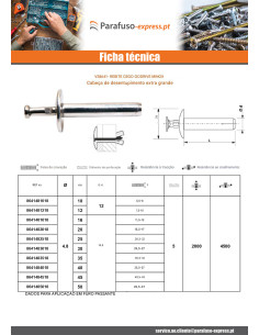 Rebite Cego GODRIVE MINOX cabeça extra larga passante 4,8X30 2