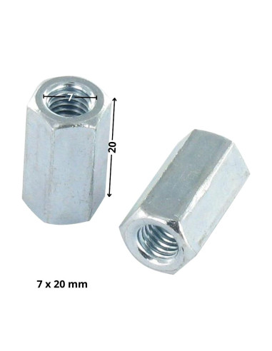 Espaçador hexagonal fêmea fêmea M4 7X20 roscado sobre 20 Aço zinco branco