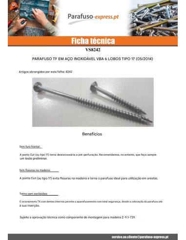 Parafusos de madeira e aglomerado TEKOR Aço inoxidável A2 cabeça fresada dentado TORX T20 4X16 rosca total cut