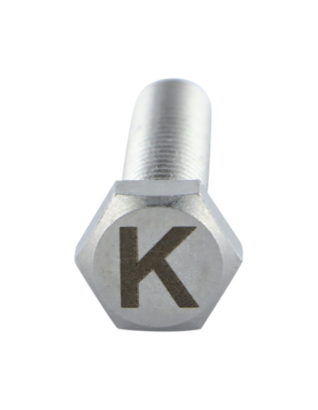 Parafuso de metais cabeça hexagonal 8X35 Aço inoxidável A4 com gravação de letras "K"