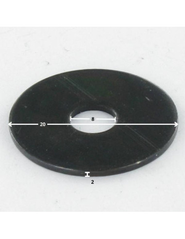 Rondela liso 8X20X2 Aço bruto Zinco níquel preto 480 horas de nevoeiro salino sem corrosão vermelha