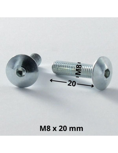PARAFUSO cabeça de cogumelo M8X20 chave de 5 Aço zinco branco