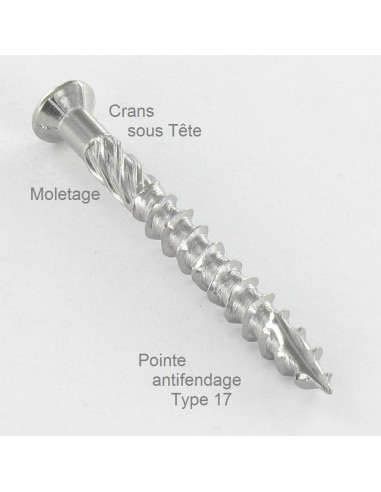 Parafuso de terraço pico cut TEKOR cabeça fresada de panela TORX T25 5X50 cut ponto antifenda tipo 17 Aço