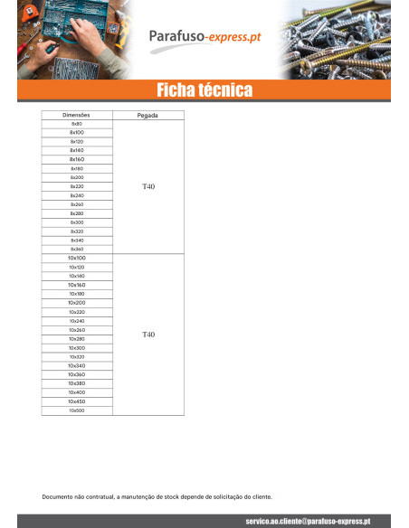 Parafuso de madeira aglomerado cabeça disco TORX T40 10X180 Aço zinco branco