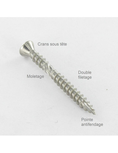 Parafuso de terraço pico cut rosca dupla cabeça fresada TORX T25 5X60 cut ponto antifenda tipo 17 Aço inoxidável